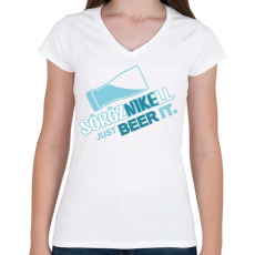 PRINTFASHION sörözni kell másik - Női V-nyakú póló - Fehér