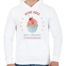PRINTFASHION Sose bízz egy vékony cukrászban - Férfi kapucnis pulóver - Fehér férfi pulóver, kardigán