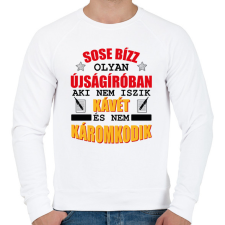 PRINTFASHION Sose bízz olyan újságíróban - Férfi pulóver - Fehér férfi pulóver, kardigán