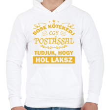 PRINTFASHION Sose kötekedj egy postással - Férfi kapucnis pulóver - Fehér férfi pulóver, kardigán