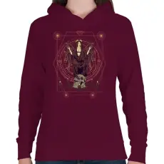 PRINTFASHION Sötét angyal - Női kapucnis pulóver - Bordó