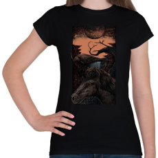 PRINTFASHION Sötét egyszarvú - Női póló - Fekete