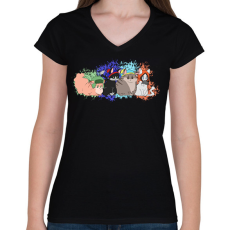 PRINTFASHION South park cicák - Női V-nyakú póló - Fekete