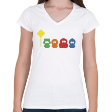 PRINTFASHION SP Characters - Női V-nyakú póló - Fehér