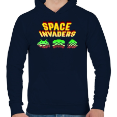 PRINTFASHION Space Invaders - Férfi kapucnis pulóver - Sötétkék