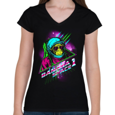 PRINTFASHION Space Monkey - Női V-nyakú póló - Fekete