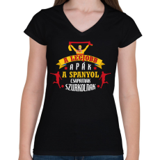 PRINTFASHION Spanyol csapat - Női V-nyakú póló - Fekete