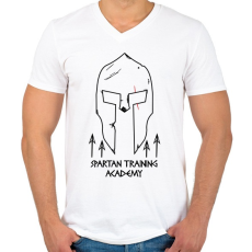PRINTFASHION Spártai akadémia - Férfi V-nyakú póló - Fehér