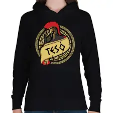 PRINTFASHION Spártai tesó - Női kapucnis pulóver - Fekete női pulóver, kardigán