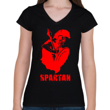 PRINTFASHION spartan - Női V-nyakú póló - Fekete női póló