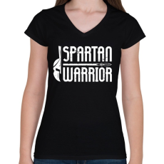 PRINTFASHION Spartan Warrior - Női V-nyakú póló - Fekete