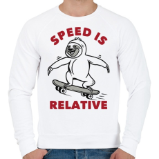 PRINTFASHION Speed is relative - Férfi pulóver - Fehér
