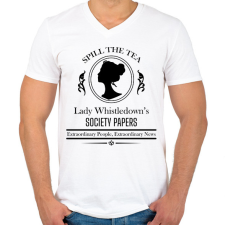 PRINTFASHION Spill the tea - Férfi V-nyakú póló - Fehér férfi póló