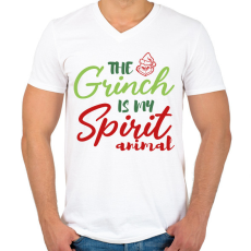 PRINTFASHION Spirit animal - Grinch - Férfi V-nyakú póló - Fehér