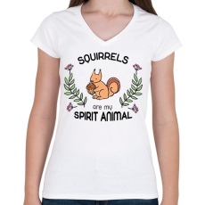 PRINTFASHION Spirit animal - mókus - Női V-nyakú póló - Fehér
