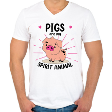 PRINTFASHION Spirit animal - pig - Férfi V-nyakú póló - Fehér