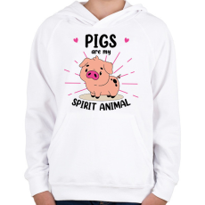 PRINTFASHION Spirit animal - pig - Gyerek kapucnis pulóver - Fehér