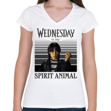 PRINTFASHION Spirit animal - Wednesday - Női V-nyakú póló - Fehér női póló