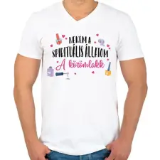 PRINTFASHION Spirituális állatom - Körömlakk - Férfi V-nyakú póló - Fehér férfi póló