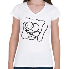PRINTFASHION Spongebob - Női V-nyakú póló - Fehér női póló