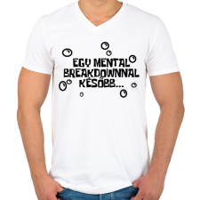 PRINTFASHION Spongyabob Egy mentalbreakdownnal később... - Férfi V-nyakú póló - Fehér férfi póló