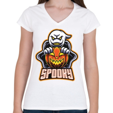 PRINTFASHION Spooky - Női V-nyakú póló - Fehér női póló