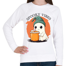 PRINTFASHION Spooky Vibes Cuki Halloween Szellem - Női pulóver - Fehér női pulóver, kardigán