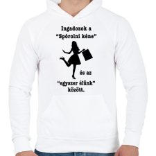 PRINTFASHION Spórolni kéne - Férfi kapucnis pulóver - Fehér férfi pulóver, kardigán