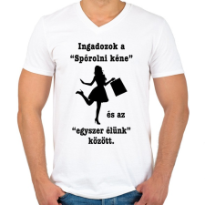 PRINTFASHION Spórolni kéne - Férfi V-nyakú póló - Fehér férfi póló