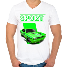 PRINTFASHION Sport autó  - Férfi V-nyakú póló - Fehér férfi póló