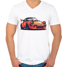 PRINTFASHION Sport autó  - Férfi V-nyakú póló - Fehér