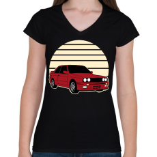 PRINTFASHION sport kocsi - Női V-nyakú póló - Fekete