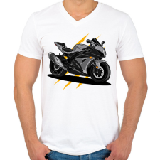 PRINTFASHION Sport motor  - Férfi V-nyakú póló - Fehér férfi póló