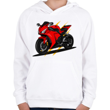 PRINTFASHION sport motor - Gyerek kapucnis pulóver - Fehér gyerek pulóver, kardigán