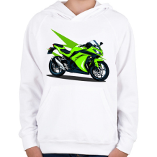 PRINTFASHION Sport motor - Gyerek kapucnis pulóver - Fehér gyerek pulóver, kardigán