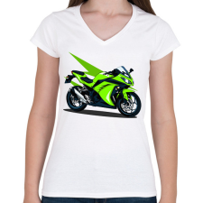 PRINTFASHION Sport motor - Női V-nyakú póló - Fehér női póló