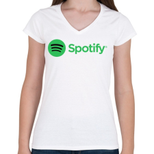 PRINTFASHION Spotify - Női V-nyakú póló - Fehér női póló