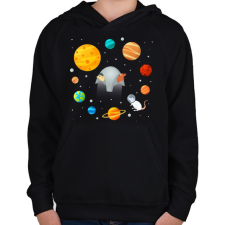 PRINTFASHION Sputnik - Gyerek kapucnis pulóver - Fekete gyerek pulóver, kardigán