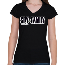 PRINTFASHION Spy x Family logó - Női V-nyakú póló - Fekete női póló