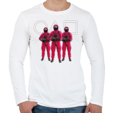 PRINTFASHION Squid game 3 soldiers with white symbols - Férfi hosszú ujjú póló - Fehér férfi póló