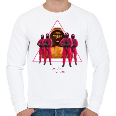 PRINTFASHION Squid game boss and soldiers - nyerd meg az életed - Férfi pulóver - Fehér
