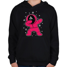 PRINTFASHION Squid Game Dab háromszög fehér - Gyerek kapucnis pulóver - Fekete