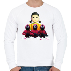 PRINTFASHION Squid game doll and soldiers 2 - Férfi pulóver - Fehér