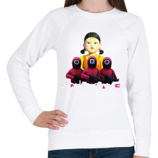 PRINTFASHION Squid game doll and soldiers 2 - Női pulóver - Fehér
