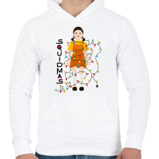 PRINTFASHION Squid Game Doll - Karácsony - Férfi kapucnis pulóver - Fehér férfi pulóver, kardigán