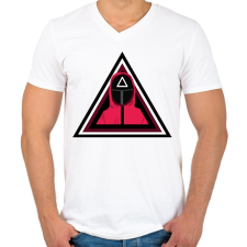 PRINTFASHION Squid game - Férfi V-nyakú póló - Fehér férfi póló