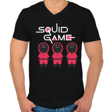 PRINTFASHION Squid Game - Férfi V-nyakú póló - Fekete férfi póló