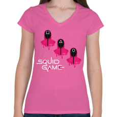 PRINTFASHION SQUID GAME jelek - Női V-nyakú póló - Rózsaszín
