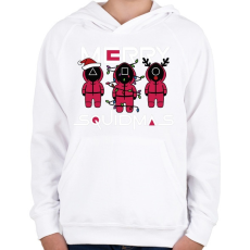 PRINTFASHION Squid game - karácsony - Merry Squidmas - Gyerek kapucnis pulóver - Fehér