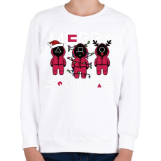 PRINTFASHION Squid game - karácsony - Merry Squidmas - Gyerek pulóver - Fehér